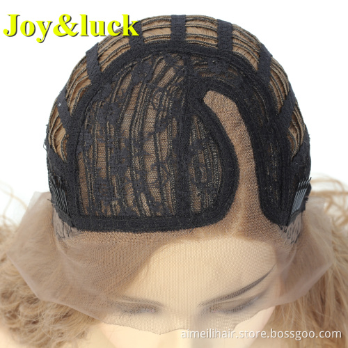 Lace Front Wholesale Prices Wigs For Women Daily Side Part Long Water Wave Blonde Color Soft Natural Curly Synthetic Lace Wigs